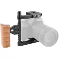 CAMVATE Camera Half Cage with Wooden Handgrip for Select DSLRs (Right-Sided)