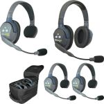 Eartec UltraLITE 4-Person Full-Duplex Wireless Intercom with 3 Single-Ear & 1 Dual-Ear Headsets 1.9 GHz USA