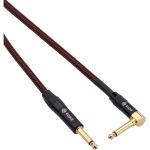 Kopul Premium Instrument Cable 1 4 Male Right-Angle to 1 4 Male with Braided Fabric Jacket 1.5