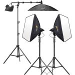 Impact 3-Head Fluorescent Lighting Kit with Boom Arm Kit