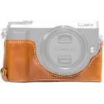 MegaGear Ever Ready Leather Half-Bottom Camera Case for Panasonic LUMIX GX85 Light Brown