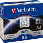 Verbatim M DISC BDXL 100GB 4x Blu-ray Discs Jewel Case 5-Pack