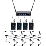 VocoPro Digital-Quad-B3 Four-Channel UHF Wireless Headset & Lavalier Microphone System 903.1 to 912.2 MHz