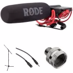 RODE VideoMic Camera-Mount Shotgun Microphone Kit with Studio Mic Stand and Extension Cable