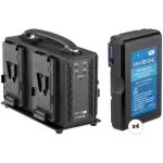 Watson Pro 4 x High-Draw 98Wh Slim Batteries & Simultaneous Quad Charger V-Mount Kit