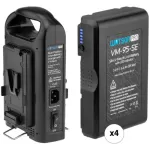 Watson Pro 4 x 95Wh Slim Batteries & Simultaneous Dual Charger V-Mount Kit