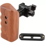 CAMVATE Wooden Handgrip with SWAT Rail Clamp for Video Cage Rig (Left Hand)